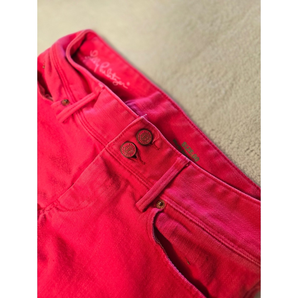 Lilly Pulitzer Worth Straight Jean Pink Stretch Denim Pants 00 Preppy Baeboecore